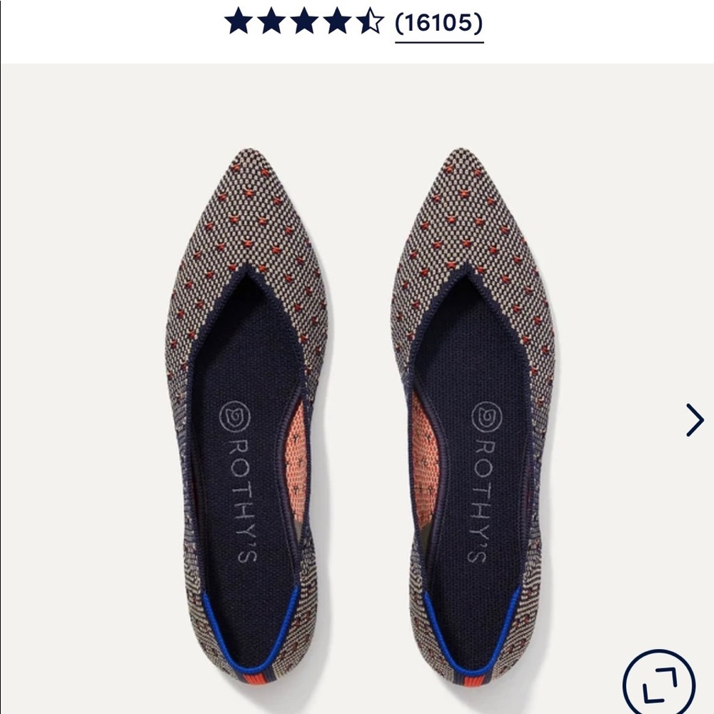 Rothy’s The Point flats in Coral Dot